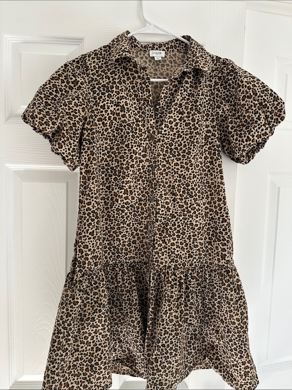J. Crew Women’s Leopard Print Short Sleeve Button Dress - Brown/Black